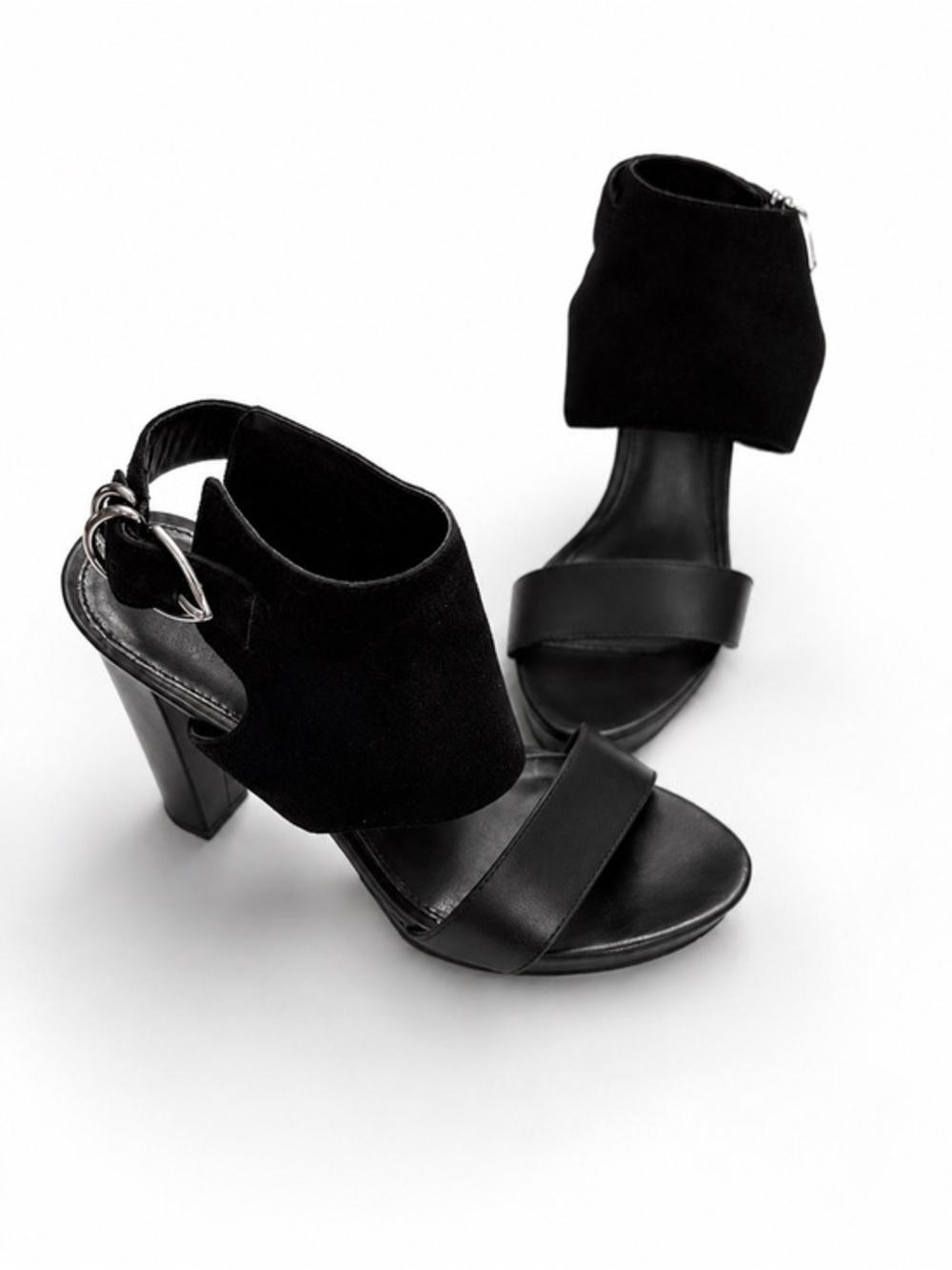Pelle Moda 6.5 High Heel Black Leather Open-Toe Women's Elegant Ankle Cuff